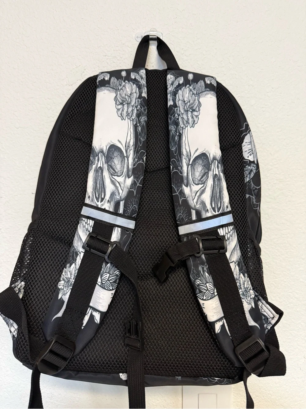 Black Skull & Floral Print Backpack